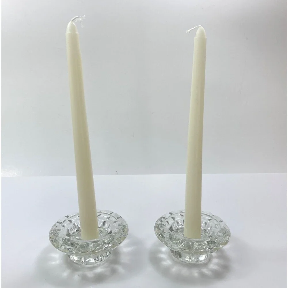 Alco 2-Piece Glass Crystal Candle Holder Set Votive Taper Table Setting Party